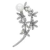 Flash Rose Gold White Metal Brooches with Synthetic Pearl in White