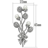 Imitation Rhodium White Metal Brooches with Synthetic Pearl in White