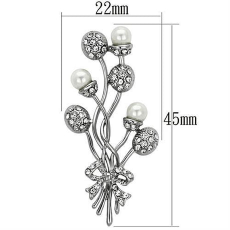 Imitation Rhodium White Metal Brooches with Synthetic Pearl in White