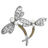 Imitation Rhodium White Metal Brooches with Synthetic Pearl in White