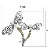 Imitation Rhodium White Metal Brooches with Synthetic Pearl in White