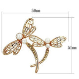 Flash Rose Gold White Metal Brooches with Synthetic Pearl in White