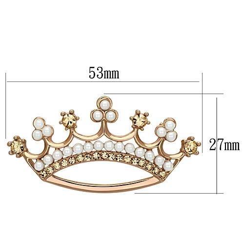Flash Rose Gold White Metal Brooches with Synthetic Pearl in White