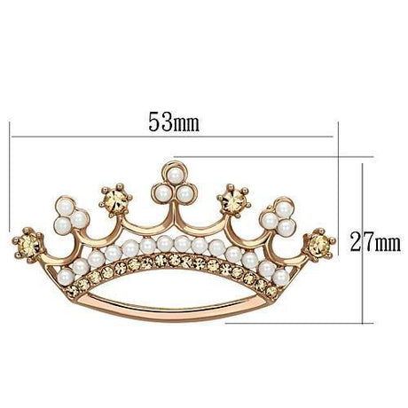 Flash Rose Gold White Metal Brooches with Synthetic Pearl in White