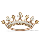 Flash Rose Gold White Metal Brooches with Synthetic Pearl in White