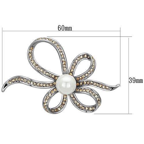 Imitation Rhodium White Metal Brooches with Synthetic Pearl in White