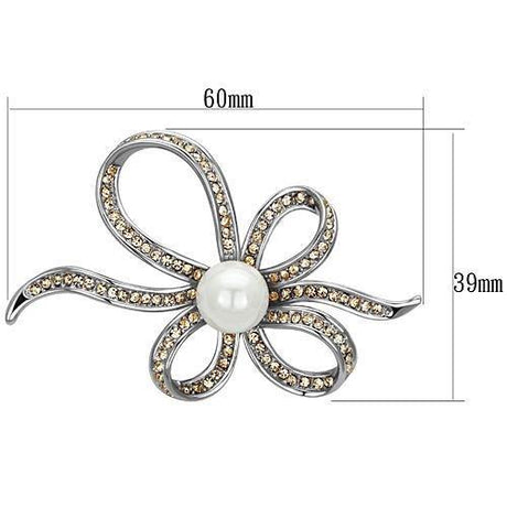 Imitation Rhodium White Metal Brooches with Synthetic Pearl in White