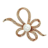 Flash Rose Gold White Metal Brooches with Synthetic Pearl in White