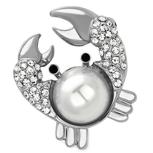 Imitation Rhodium White Metal Brooches with Synthetic Pearl in White