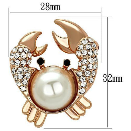 Flash Rose Gold White Metal Brooches with Synthetic Pearl in White