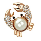 Flash Rose Gold White Metal Brooches with Synthetic Pearl in White