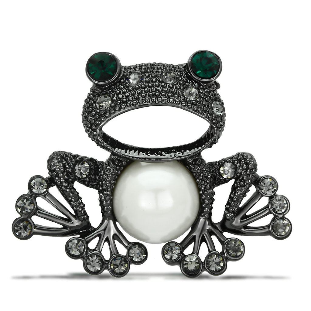 Ruthenium White Metal Brooches with Synthetic Pearl in White