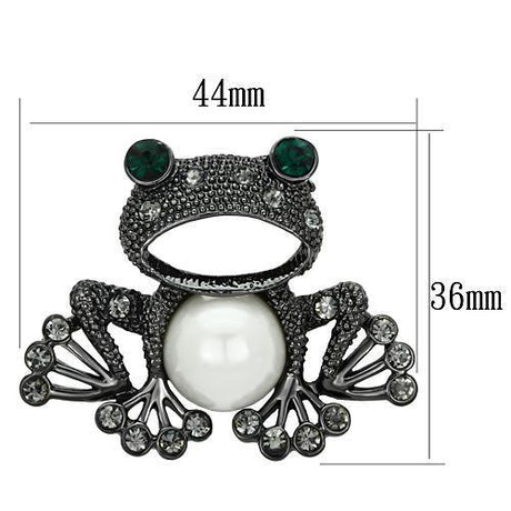 Ruthenium White Metal Brooches with Synthetic Pearl in White
