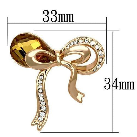 Flash Rose Gold White Metal Brooches with Synthetic Glass Bead in Topaz