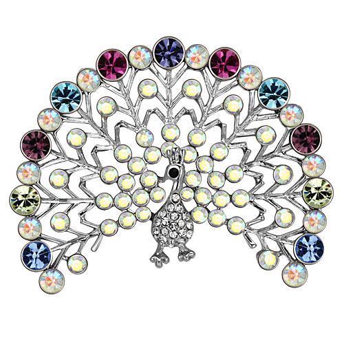 Imitation Rhodium White Metal Brooches with Top Grade Crystal  in Multi Color