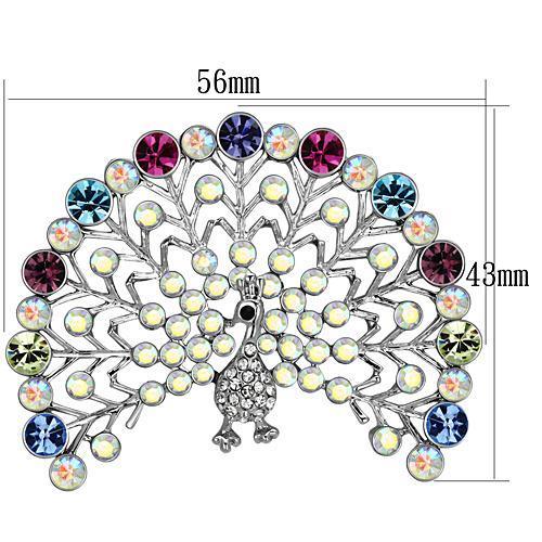 Imitation Rhodium White Metal Brooches with Top Grade Crystal  in Multi Color