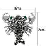 Imitation Rhodium White Metal Brooches with Top Grade Crystal  in Emerald