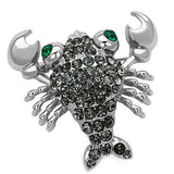 Imitation Rhodium White Metal Brooches with Top Grade Crystal  in Emerald