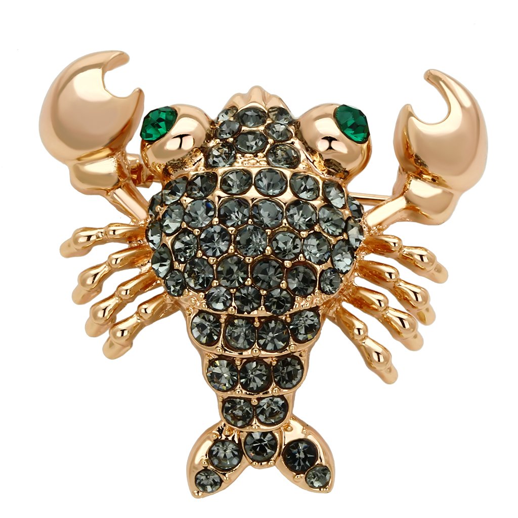 Flash Rose Gold White Metal Brooches with Top Grade Crystal  in Emerald