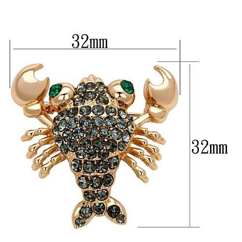 Flash Rose Gold White Metal Brooches with Top Grade Crystal  in Emerald