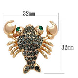 Flash Rose Gold White Metal Brooches with Top Grade Crystal  in Emerald