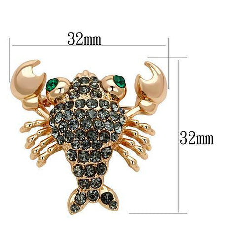 Flash Rose Gold White Metal Brooches with Top Grade Crystal  in Emerald
