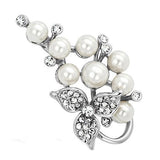 Imitation Rhodium White Metal Brooches with Synthetic Pearl in White
