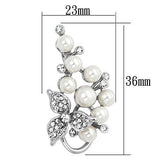 Imitation Rhodium White Metal Brooches with Synthetic Pearl in White