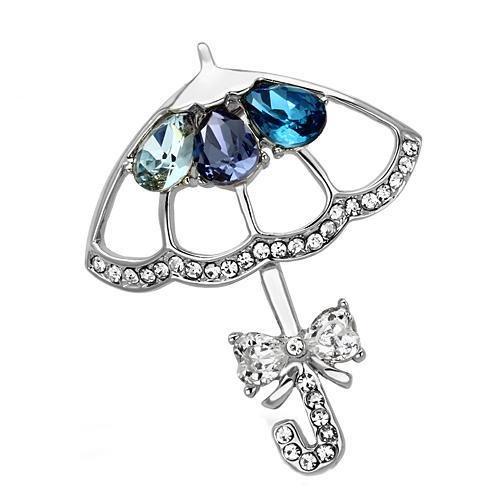 Imitation Rhodium White Metal Brooches with Synthetic Glass Bead in Multi Color