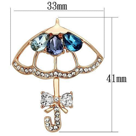 Flash Rose Gold White Metal Brooches with Synthetic Glass Bead in Multi Color
