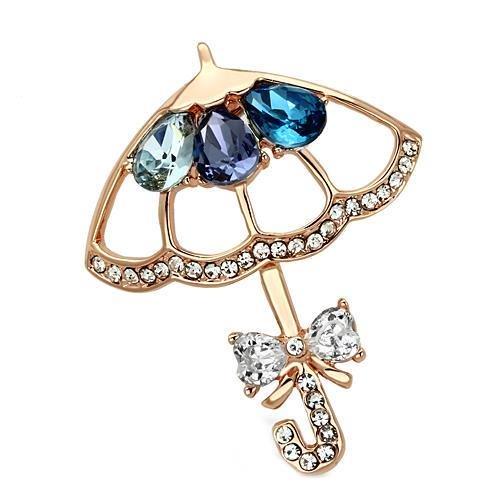 Flash Rose Gold White Metal Brooches with Synthetic Glass Bead in Multi Color