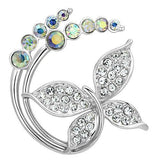 Imitation Rhodium White Metal Brooches with Top Grade Crystal  in Aurora Borealis (Rainbow Effect)