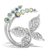 Flash Gold White Metal Brooches with Top Grade Crystal  in Aurora Borealis (Rainbow Effect)