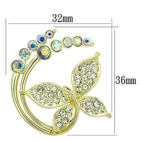 Flash Gold White Metal Brooches with Top Grade Crystal  in Aurora Borealis (Rainbow Effect)