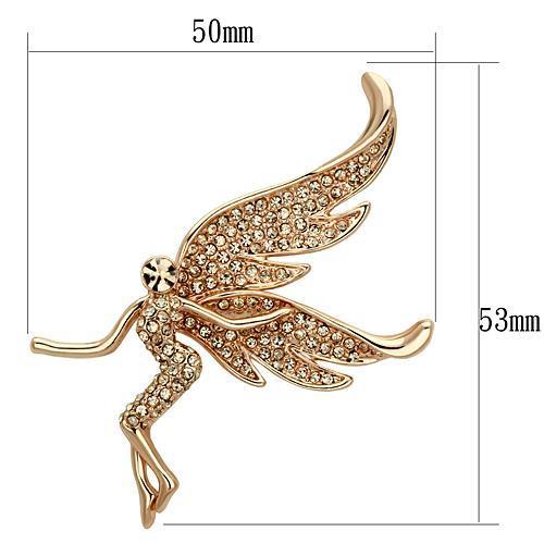 Flash Rose Gold White Metal Brooches with Top Grade Crystal  in Champagne