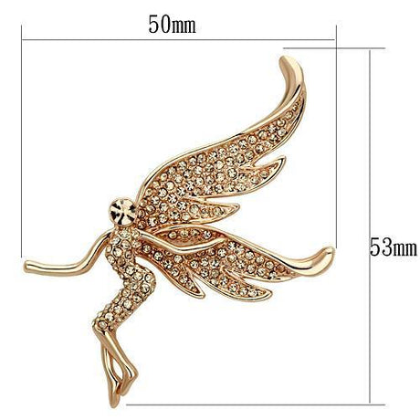 Flash Rose Gold White Metal Brooches with Top Grade Crystal  in Champagne