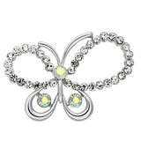 Imitation Rhodium White Metal Brooches with Top Grade Crystal  in Aurora Borealis (Rainbow Effect)