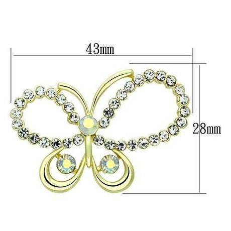 Flash Gold White Metal Brooches with Top Grade Crystal  in Aurora Borealis (Rainbow Effect)