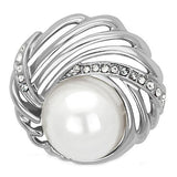 Imitation Rhodium White Metal Brooches with Synthetic Pearl in White
