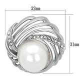 Imitation Rhodium White Metal Brooches with Synthetic Pearl in White