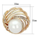 Flash Rose Gold White Metal Brooches with Synthetic Pearl in White