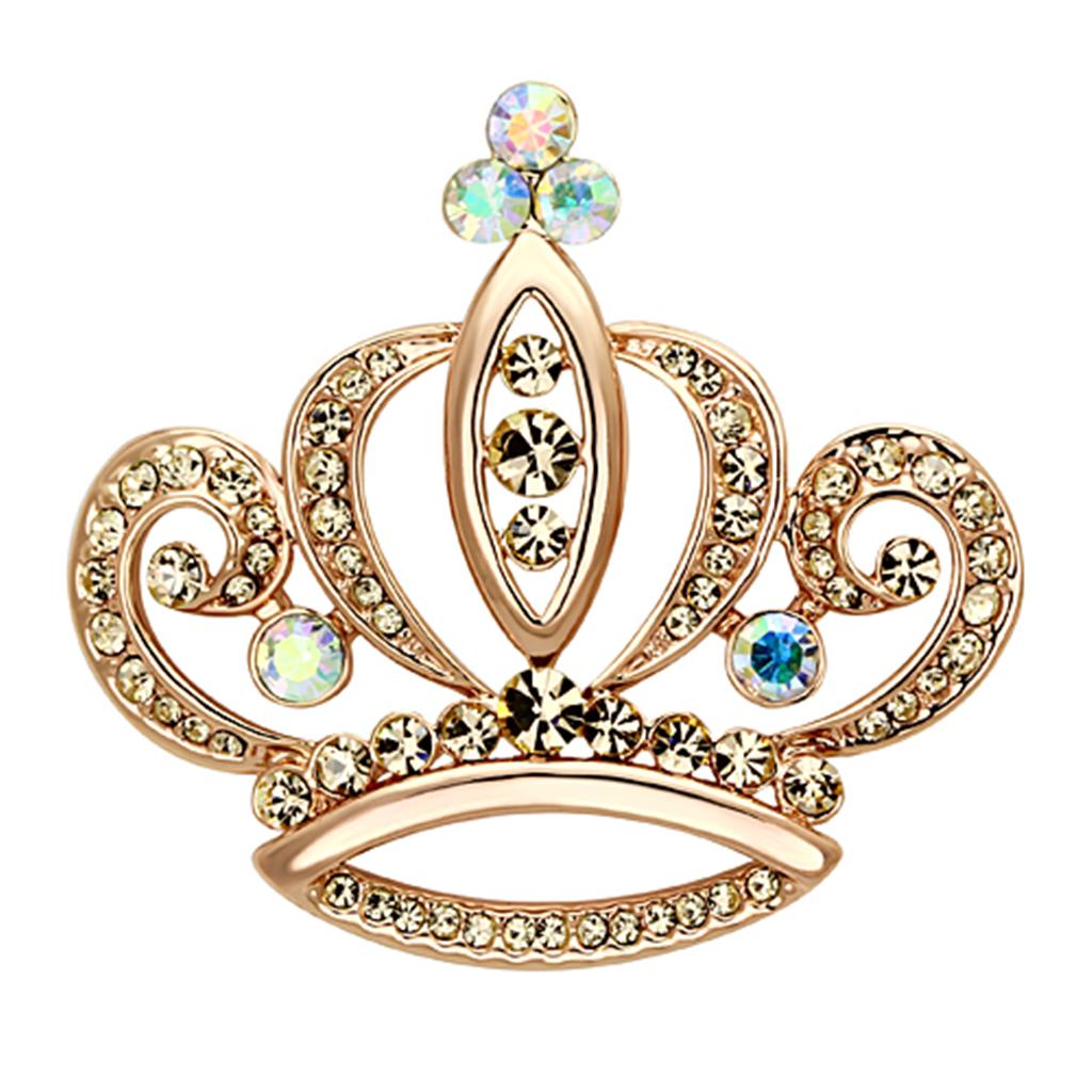 Flash Rose Gold White Metal Brooches with Top Grade Crystal  in Multi Color