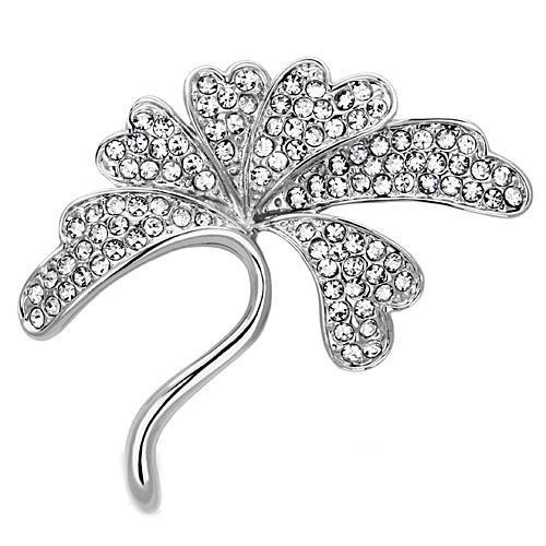 Imitation Rhodium White Metal Brooches with Top Grade Crystal  in Clear