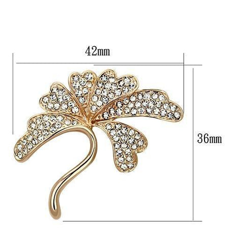 Flash Rose Gold White Metal Brooches with Top Grade Crystal  in Clear