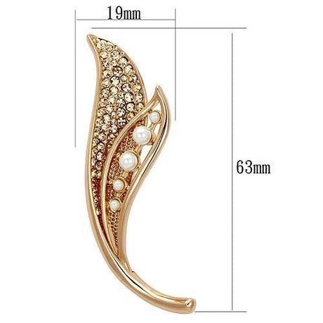 Flash Rose Gold White Metal Brooches with Synthetic Pearl in White