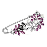 Imitation Rhodium White Metal Brooches with Synthetic Pearl in White
