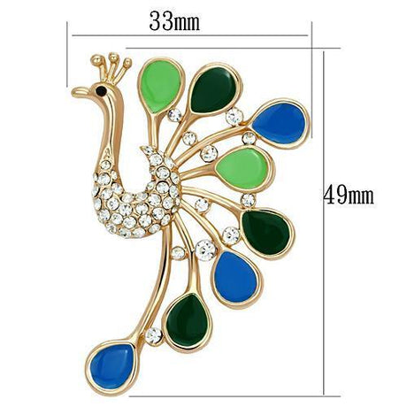 Flash Rose Gold White Metal Brooches with Top Grade Crystal  in Clear