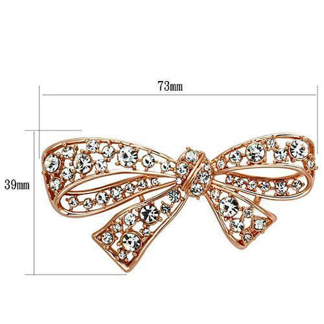 Flash Rose Gold White Metal Brooches with Top Grade Crystal  in Clear