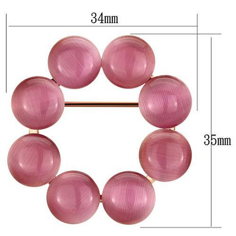 Flash Rose Gold White Metal Brooches with Synthetic Cat Eye in Rose