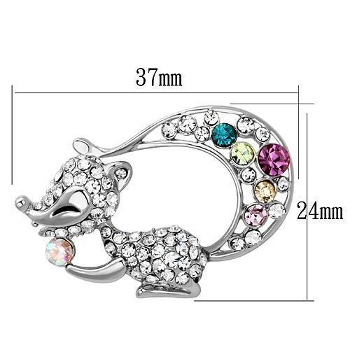 Imitation Rhodium White Metal Brooches with Top Grade Crystal  in Multi Color